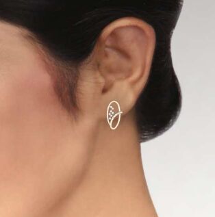 Cross Oval Diamond Earring