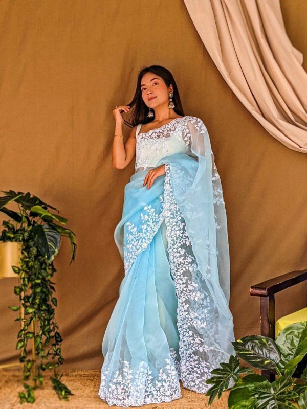 Ladies Designer Organza Silk Saree