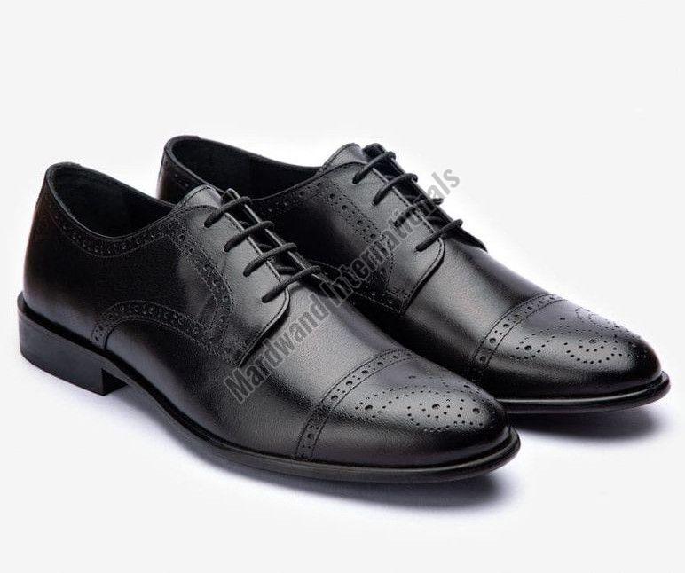 Handmade Black Premium Leather Lace Up Derby Shoes