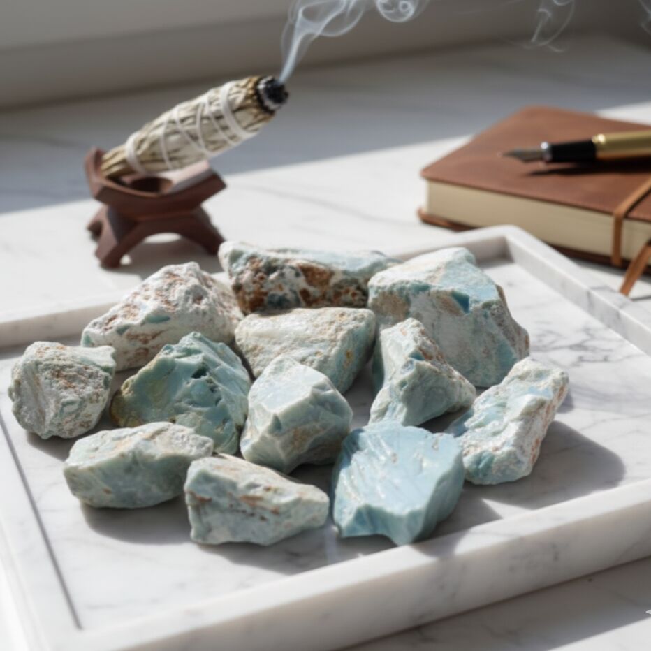 natural rough blue opal stone chunks raw crystal
