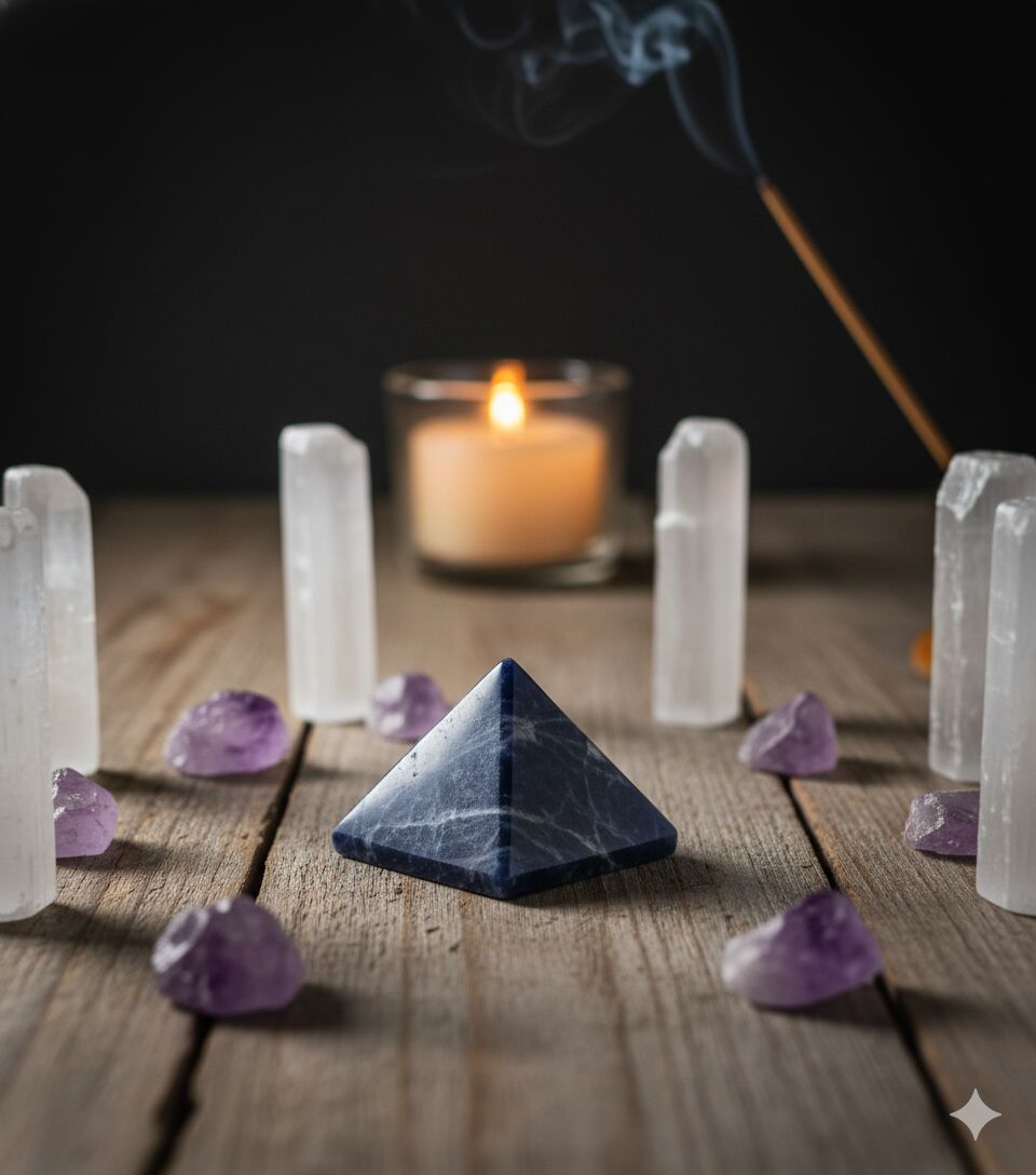 1 Inch Intuition Clarity Third Eye Healing Natural Sodalite Pyramid