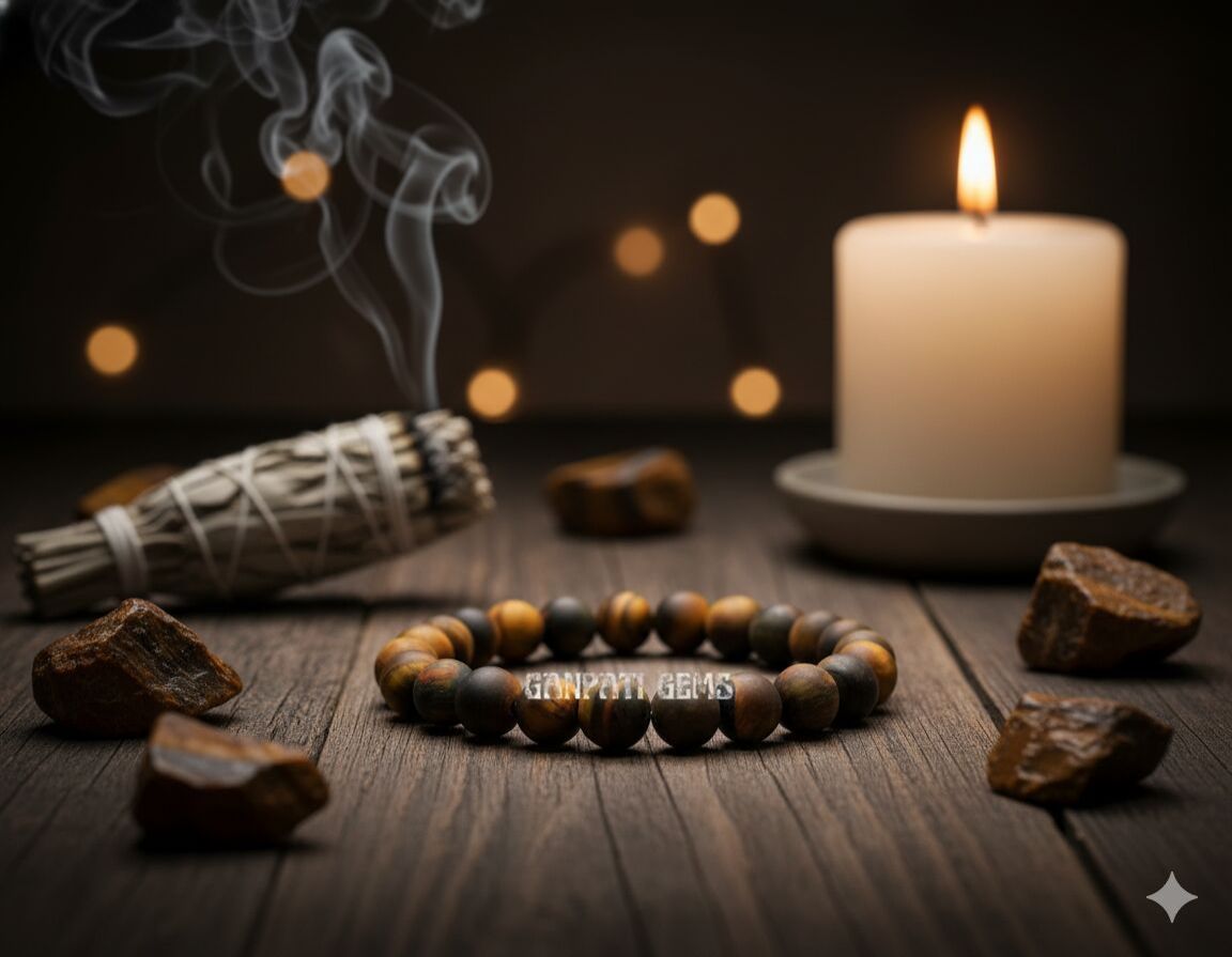 8mm Matte Yellow Tigers Eye Beaded Bracelet