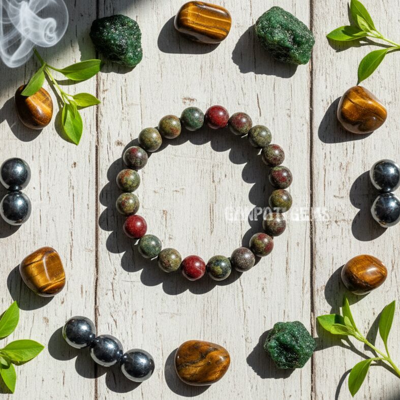 8mm Natural Dragon Bloodstone Beaded Bracelet
