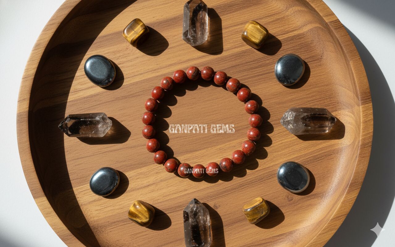 8mm Natural Red Jasper Beaded Bracelet