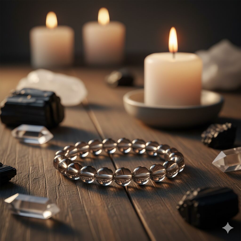 8mm Natural Smoky Quartz Beaded Bracelet