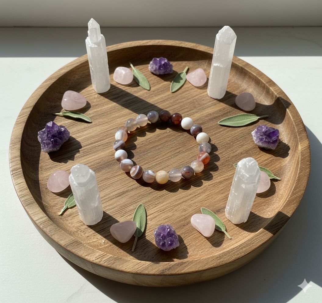 Natural Botswana Agate Beaded Bracelet