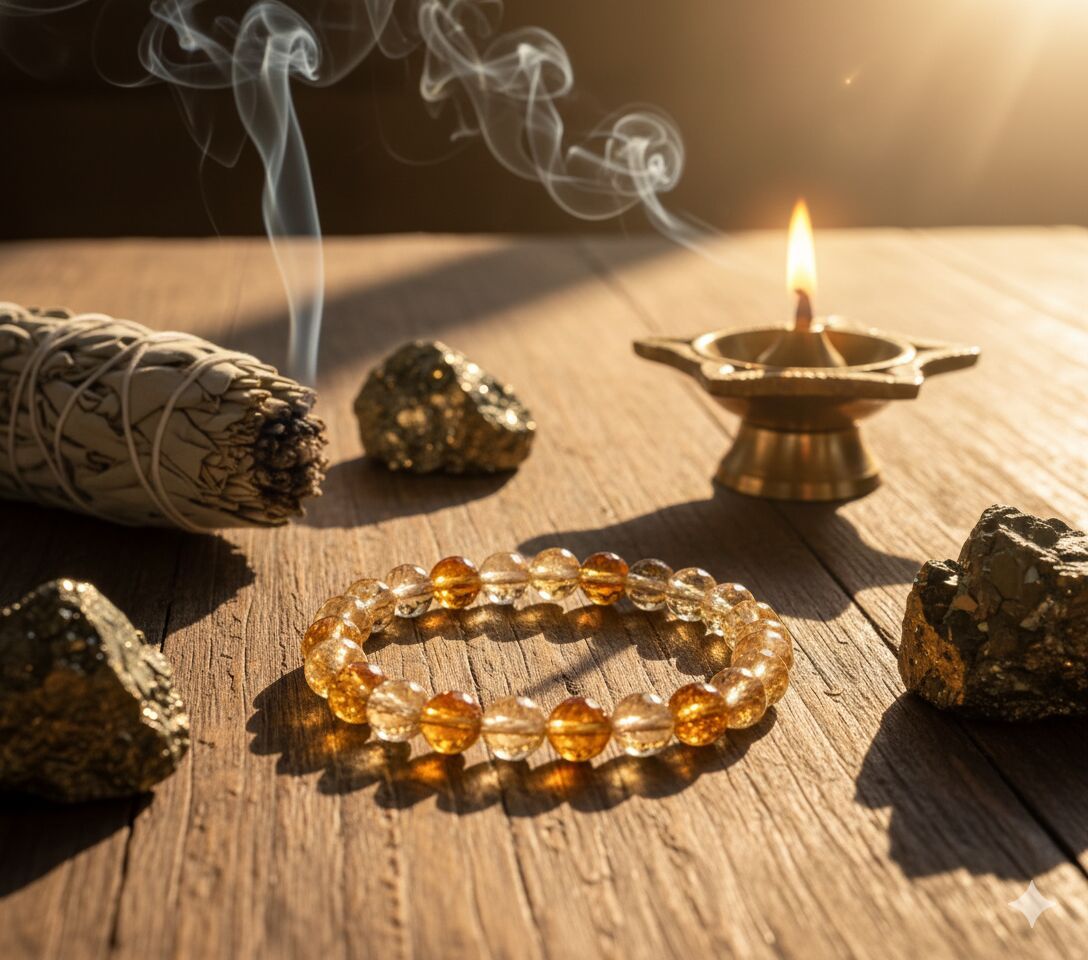 Natural Citrine Faceted Beads Bracelet