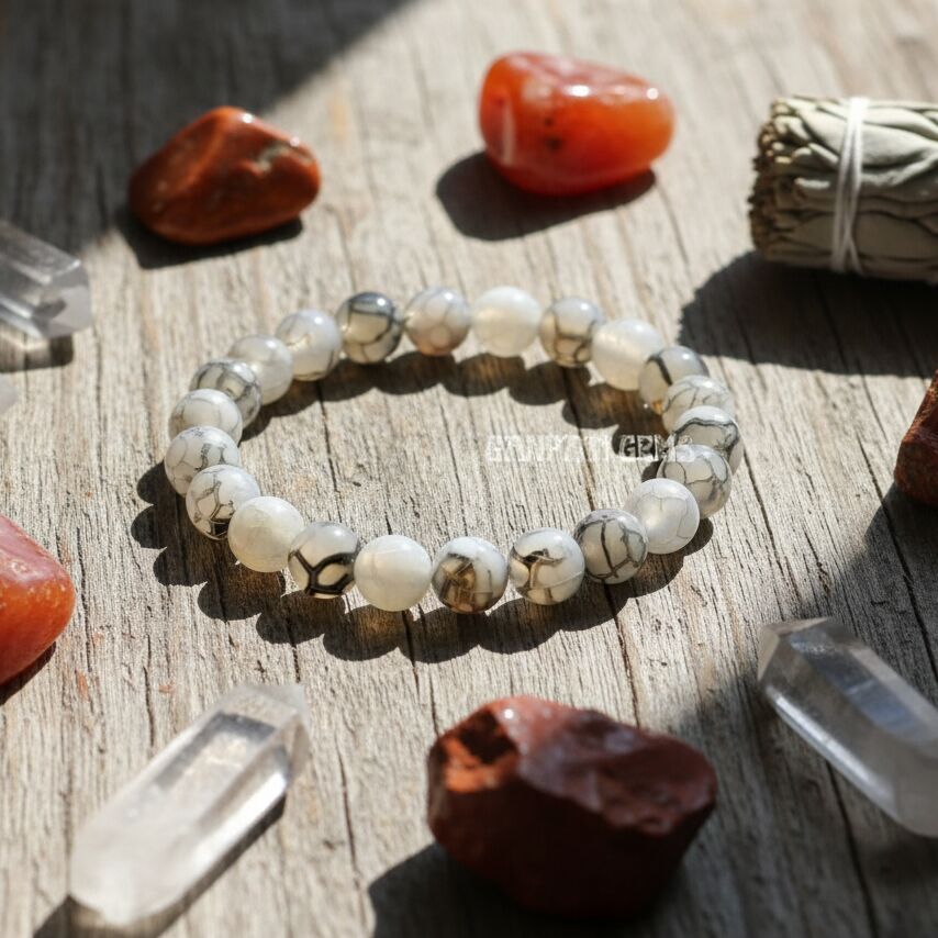Natural Dragon Vein Agate Beaded Bracelet