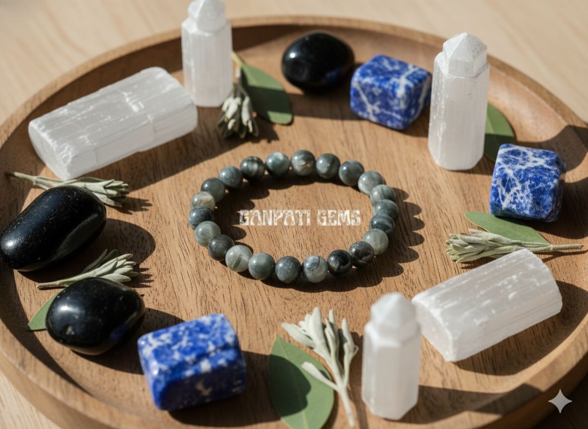 Natural Hawks Eye Cats Eye Beaded Bracelet