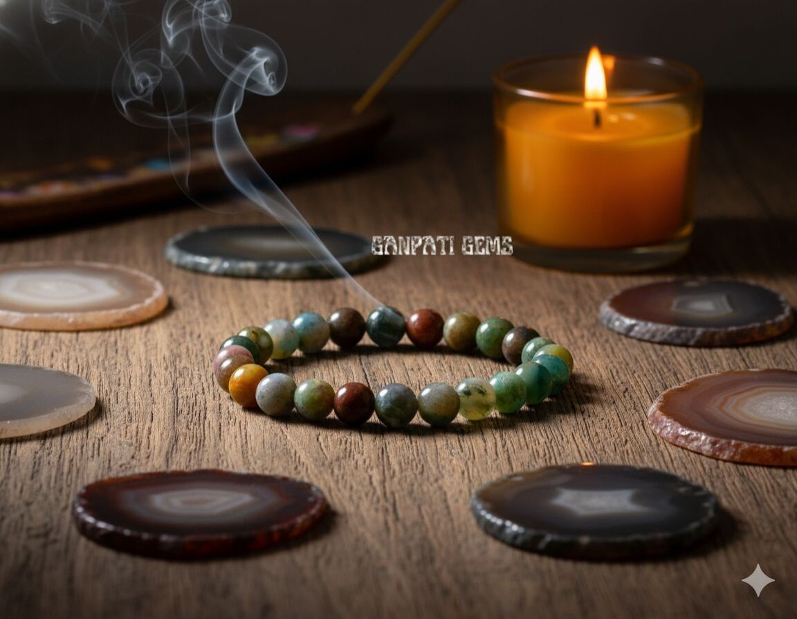 Natural Indian Agate Vitality Beaded Bracelet