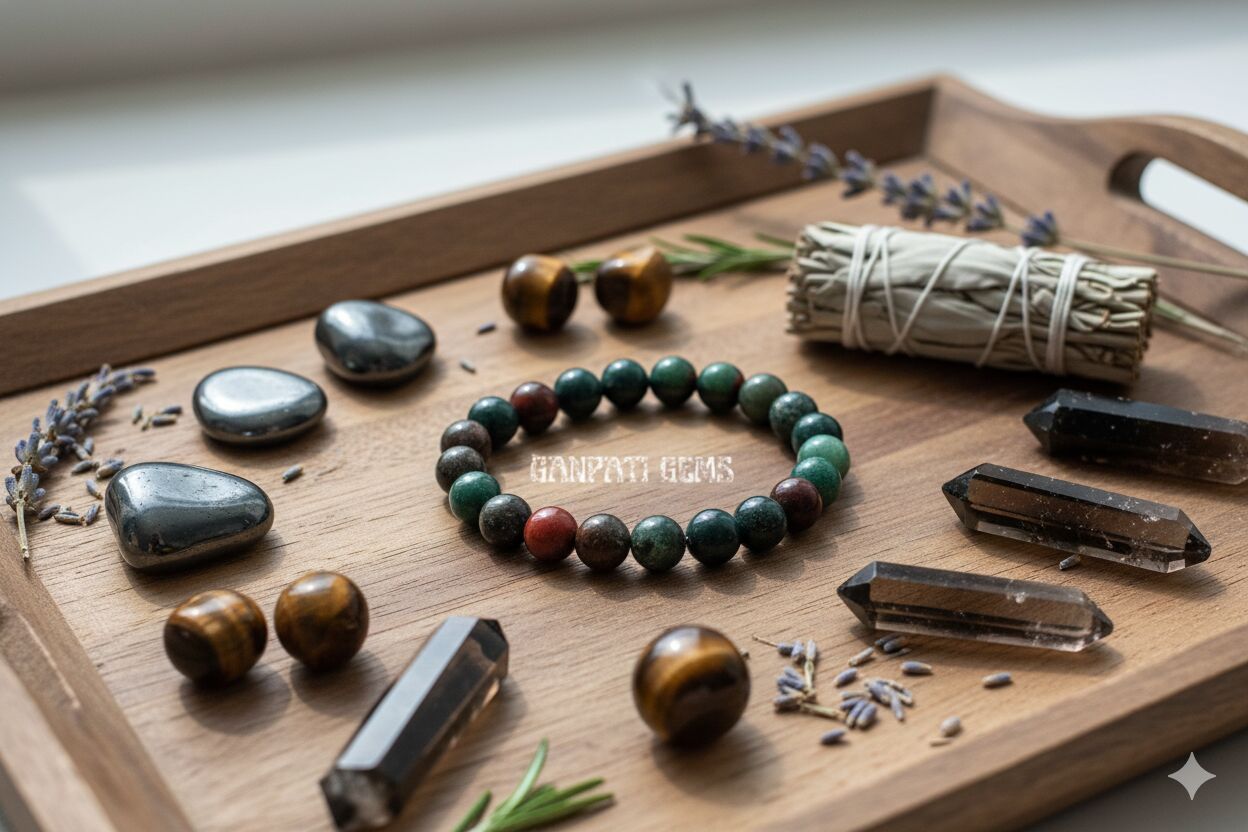 Natural Indian Bloodstone Beaded Bracelet