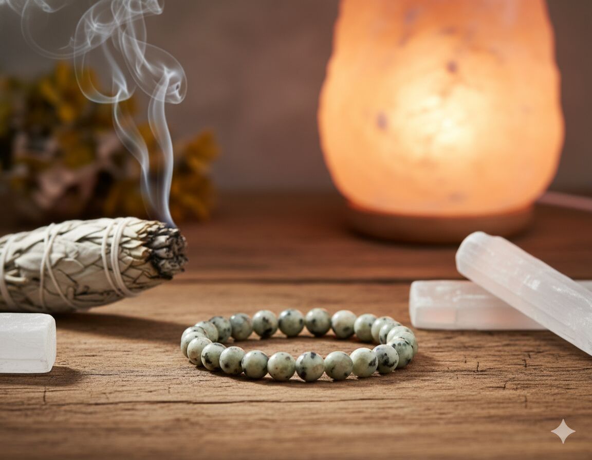 Natural Kiwi Jasper Beaded Bracelet