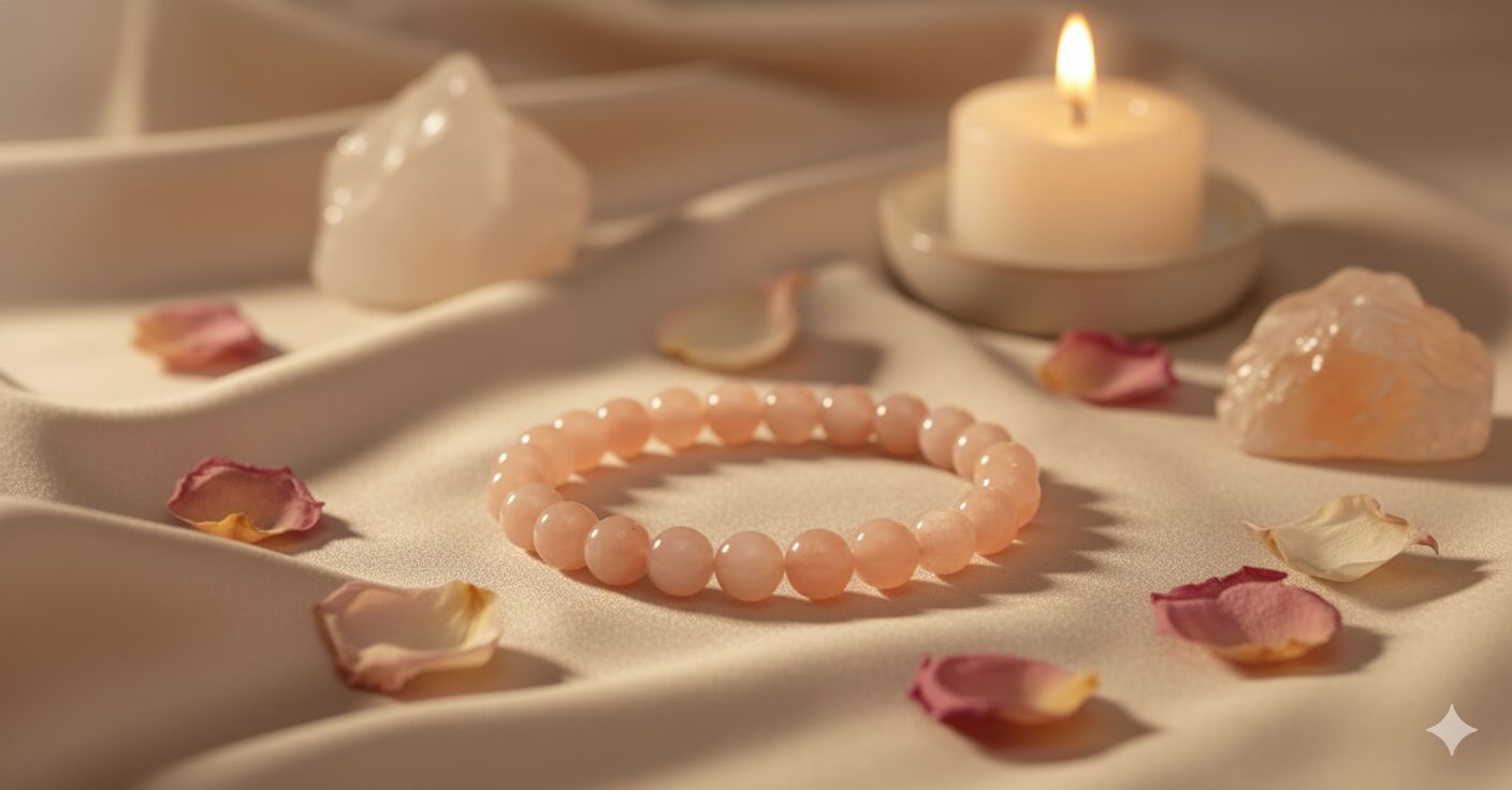 Natural Peach Moonstone Beaded Bracelet