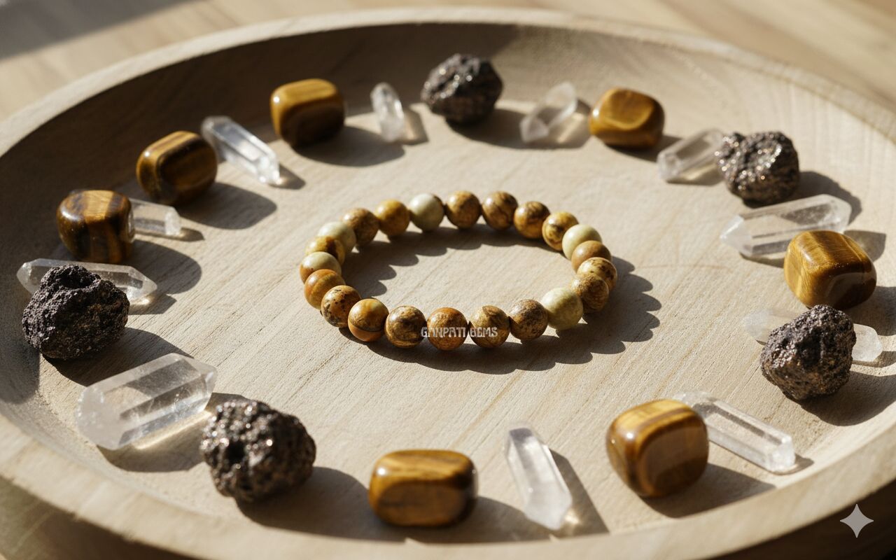 Natural Picture Jasper Beaded Bracelet