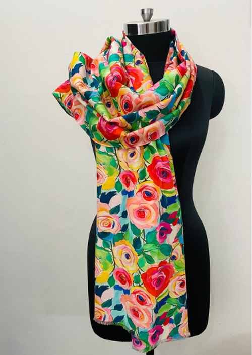 Cotton Silk Digital Printed Nature Inspired Scarves