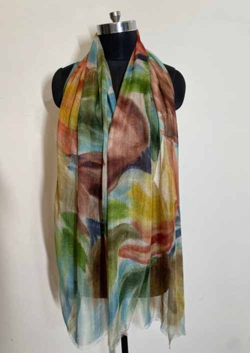 Wool Silk Hand Printed Designer Scarve