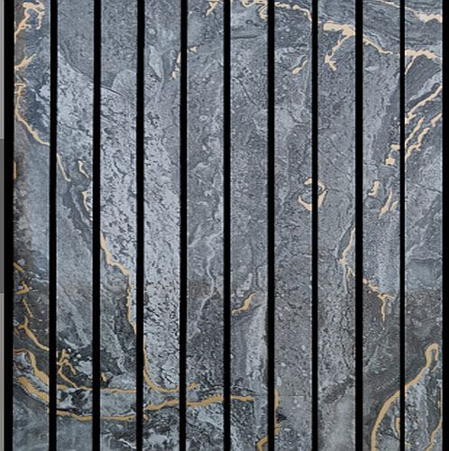 9L-321 Printed Blue PVC Fluted Louvers Panel