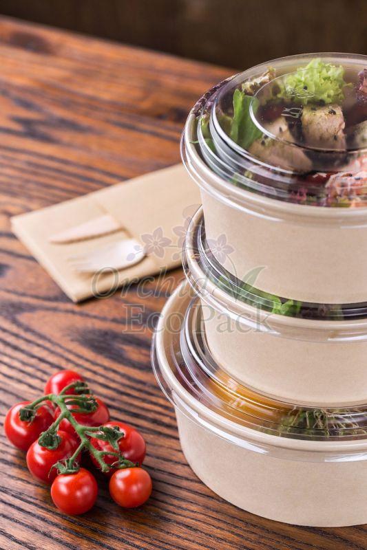 Kraft Paper PET Lid Salad Bowl