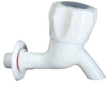 Glossy Ptmt Short Body Bib Cock, Color : White for Bathroom Fittings