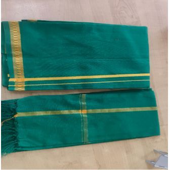 Aqua Green Cotton Dhoti with Towel