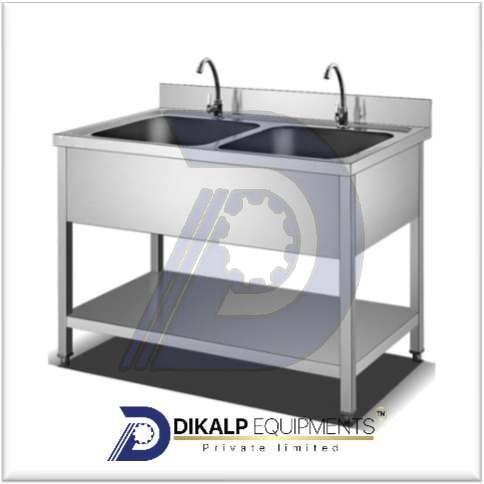 Polished Stainless Steel Commercial Kitchen Sink, Color : Silver