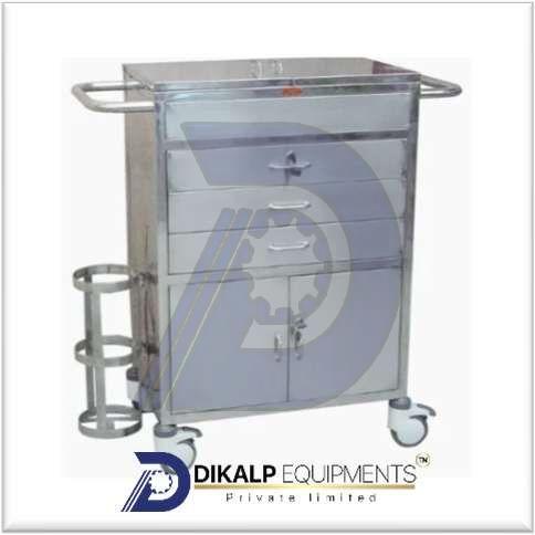 Stainless Steel Emergency Crash Cart, Color : Silver