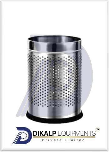 Stainless Steel Open Mouth Dustbin, Color : Silver for Indoor