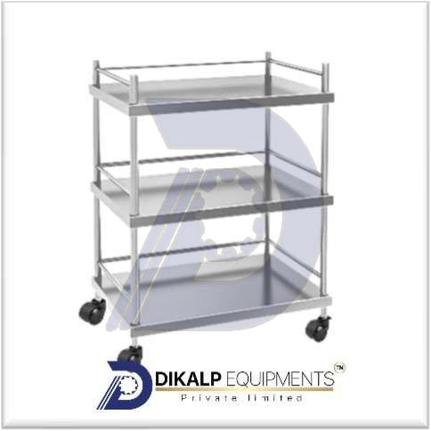 Polished Stainless Steel Saifix Hospital Trolley, Color : Silver