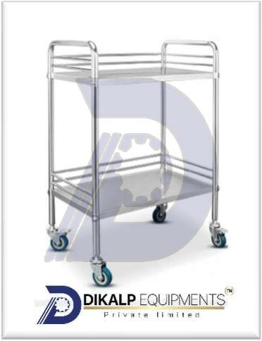 Polished Stainless Steel Medical Instrument Trolley, Color : Silver