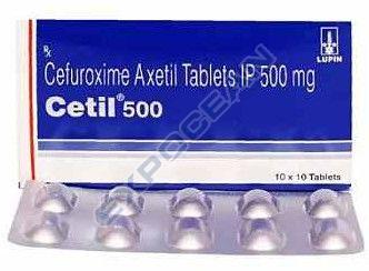 Cetil 500mg Cefuroxime Axetil Tablet, Packaging Type : Box