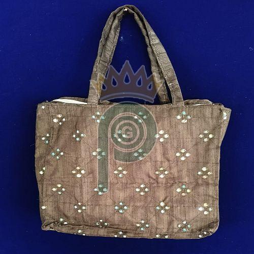 Brown Printed Cotton Tote Bag, Closure Type : Zipper