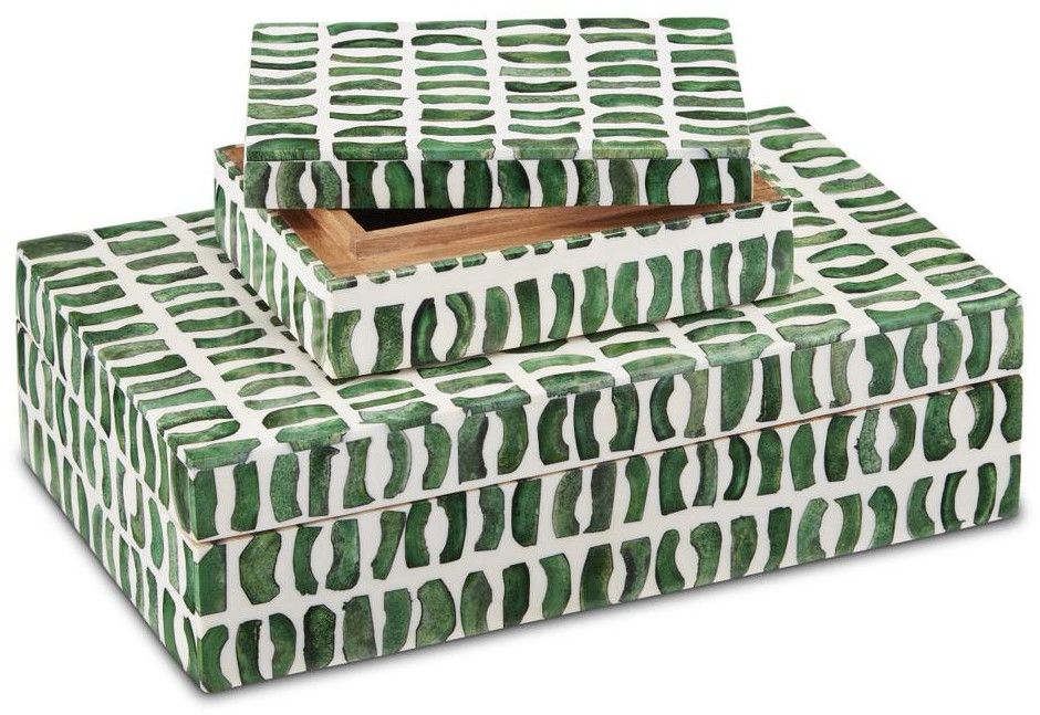 Bone & Resin Grid Brushstroke Organizer Box Set OF 3 Pcs