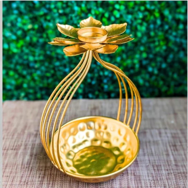 Metal Flower Candle Diya Urli
