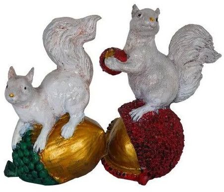 Color Coated Polyresin Squirrel Pair Statue Showpiece For Decoration