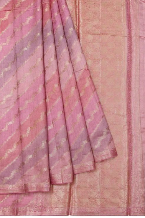 Multi Colour Chiniya Silk Saree With Gold Zari