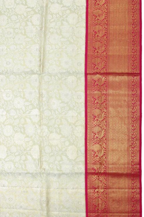 Green Kanchipuram Women Silk Saree With Magenta Gold Zari Border