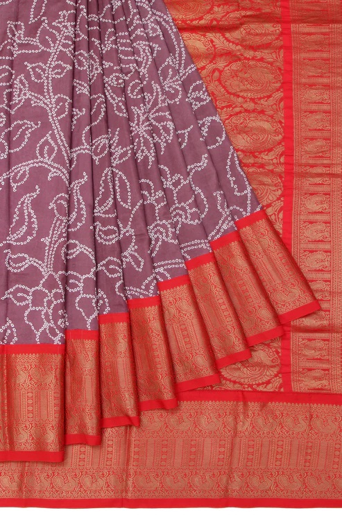 Women Onion Pink Bandhani Silk Saree With Kanchi Border