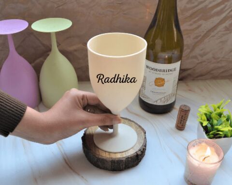 Personalised Wine Glass In Assorted Colors ( 7 Inches )