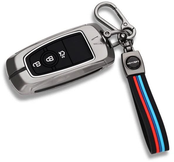Ford Metal Alloy Key Cover With Keychain (Type M2)