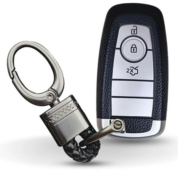 Ford TPU (Artificial) Leather Key Cover With Keychain (Type 4)