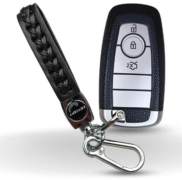 Ford TPU Leather (Artificial) Key Cover With Keychain (Type 5)