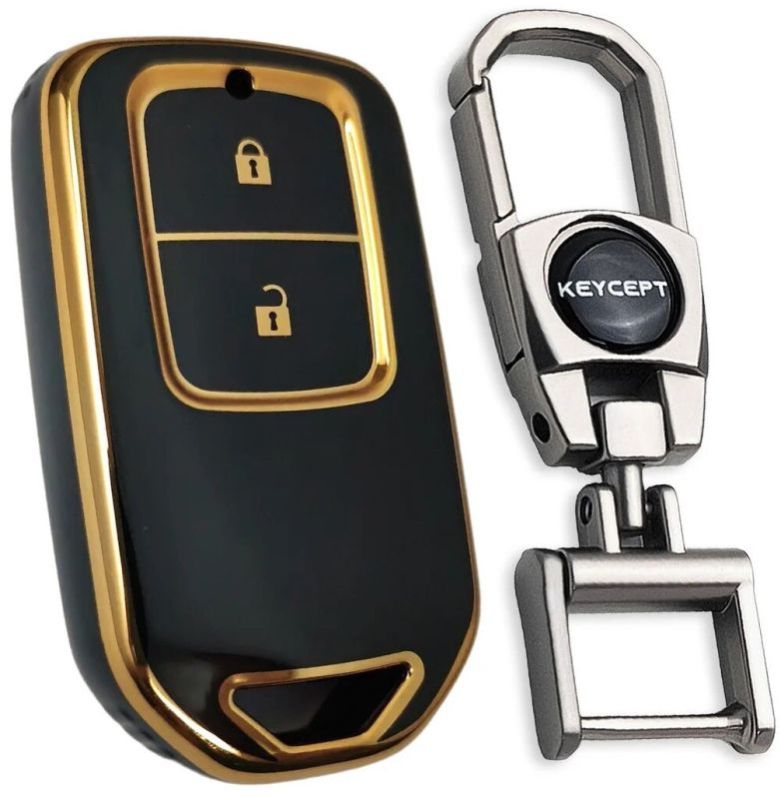 Honda Gold Line TPU Key Cover With Keychain