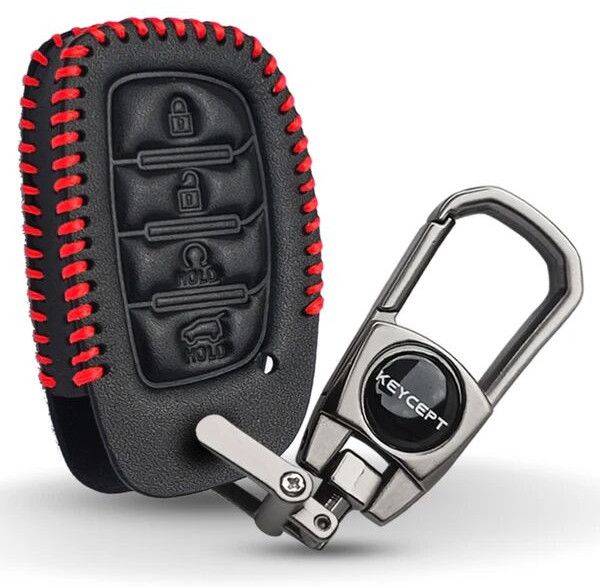 Hyundai Classic Leather Key Cover With Keychain (Type 2)