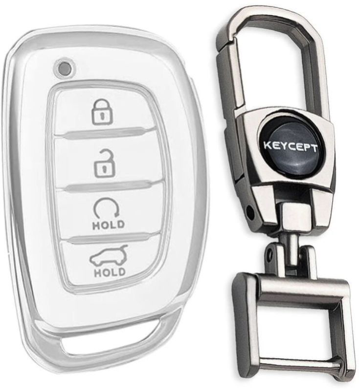 Hyundai Silver Line TPU Key Cover With Keychain