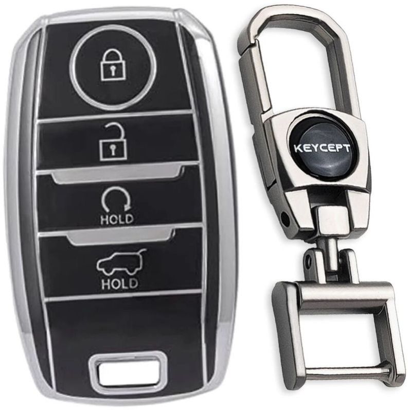 Kia Silver Line TPU Key Cover With Keychain