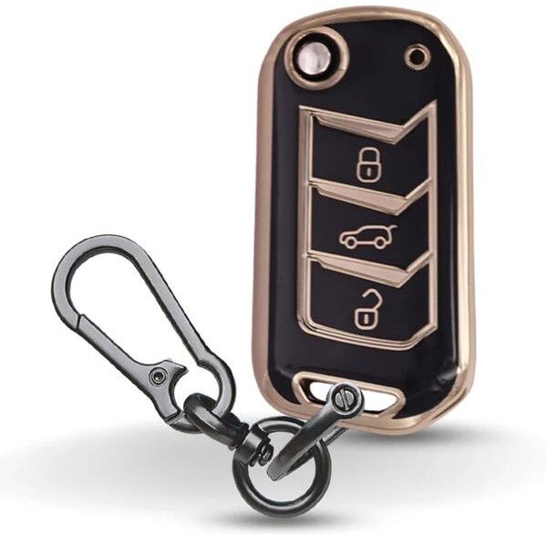 Mahindra Gold Line TPU Key Cover With Keychain
