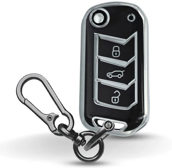 Mahindra Silver Line TPU Key Cover With Keychain