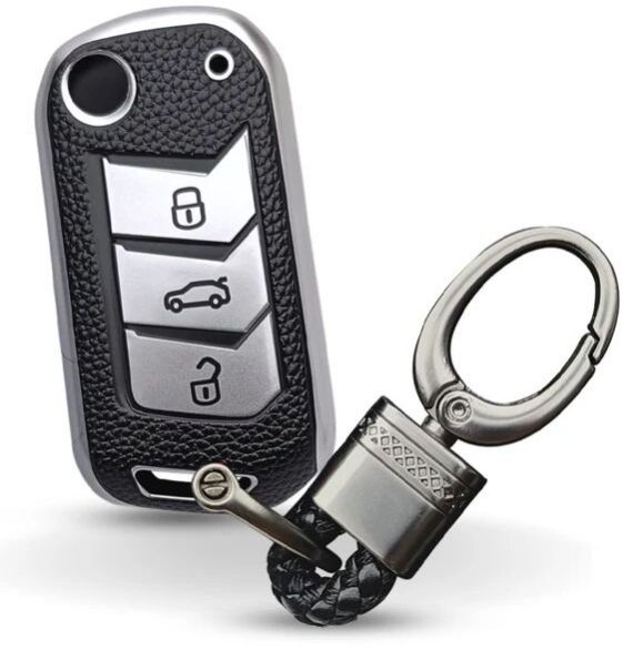 Mahindra TPU (Artificial) Leather Key Cover With Keychain. (Type 4)