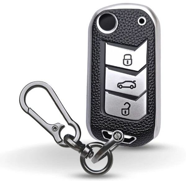 Mahindra TPU Leather Key Cover With Keychain. (Type 1)