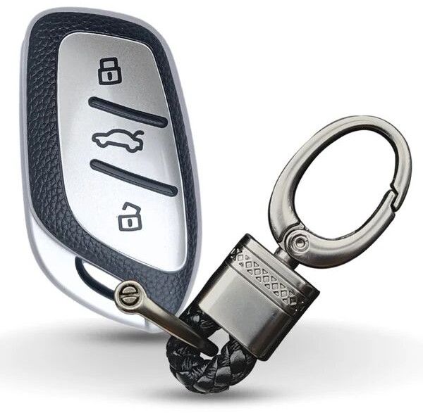 MG TPU (Artificial) Leather Key Cover With Keychain. (Type 4)